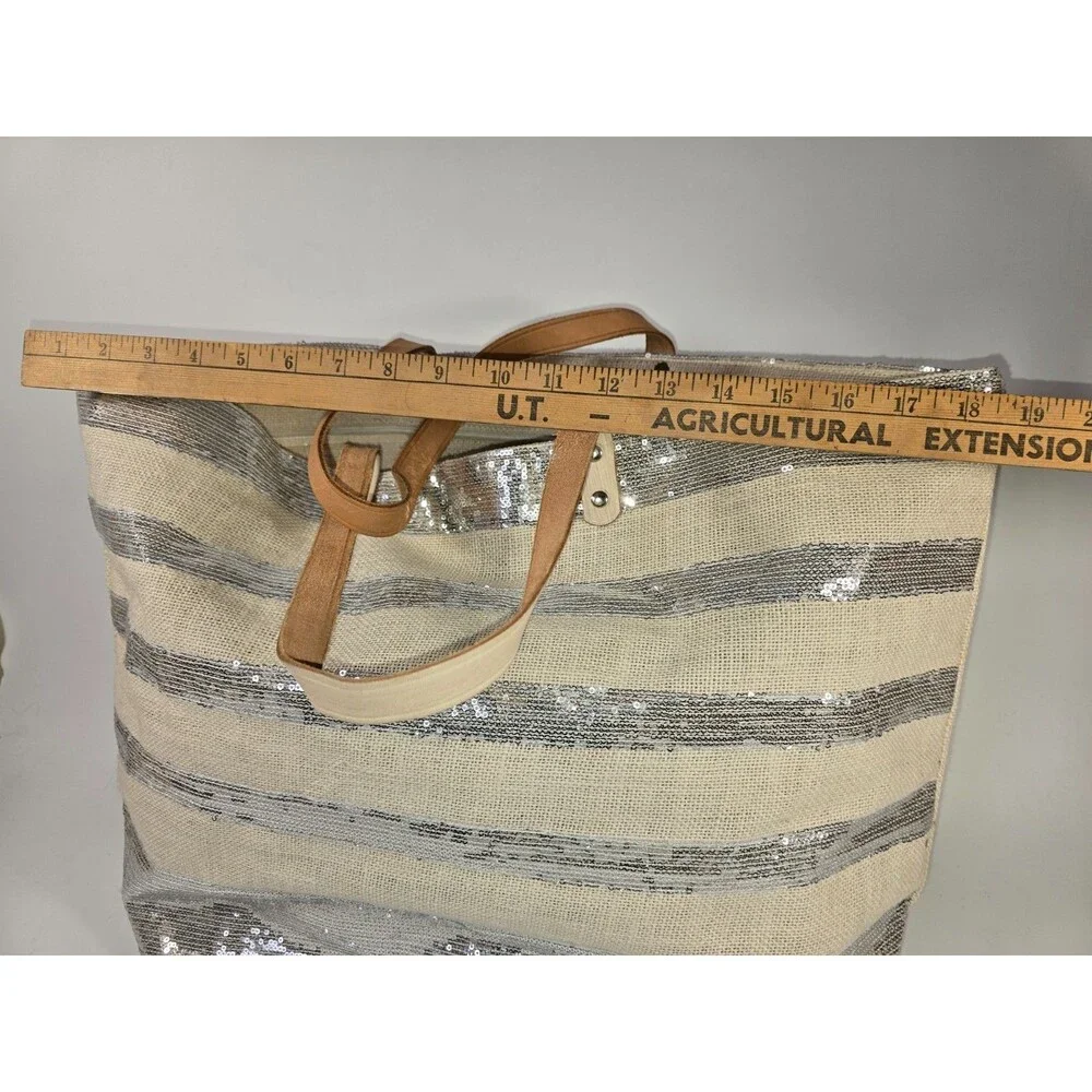 Muche et Muchette Sequin-Stripe Tote Bag – 19x14x7 – Excellent Condition
